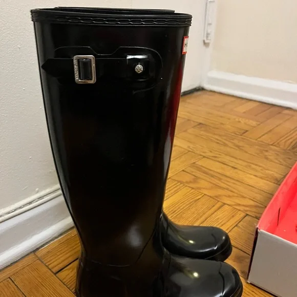 Hunter Original Tall Gloss Rain boots size 8 black - Picture 6 of 8